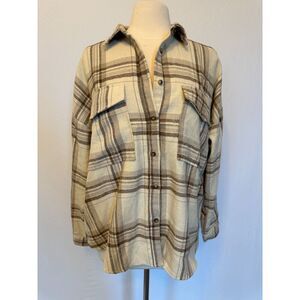 Caylo Tan Beige Oversized Flannel Size Medium